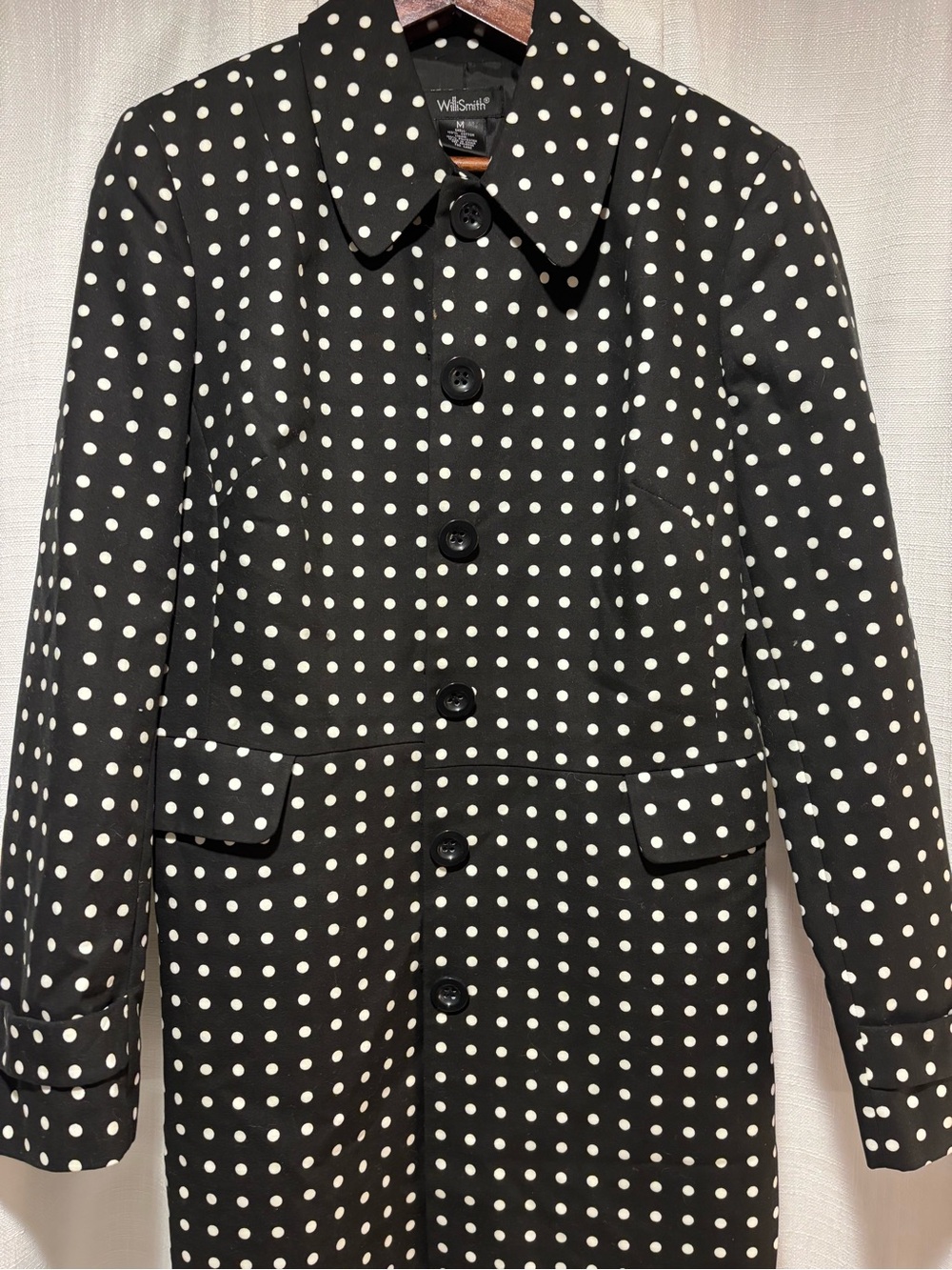 Willi Smith Black and White Polka Dot Trench Coat